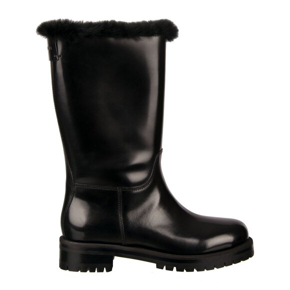 Dolce & Gabbana - Leather Boots BIKER with Fur and Logo Black EUR 36 - Picture 1 of 5